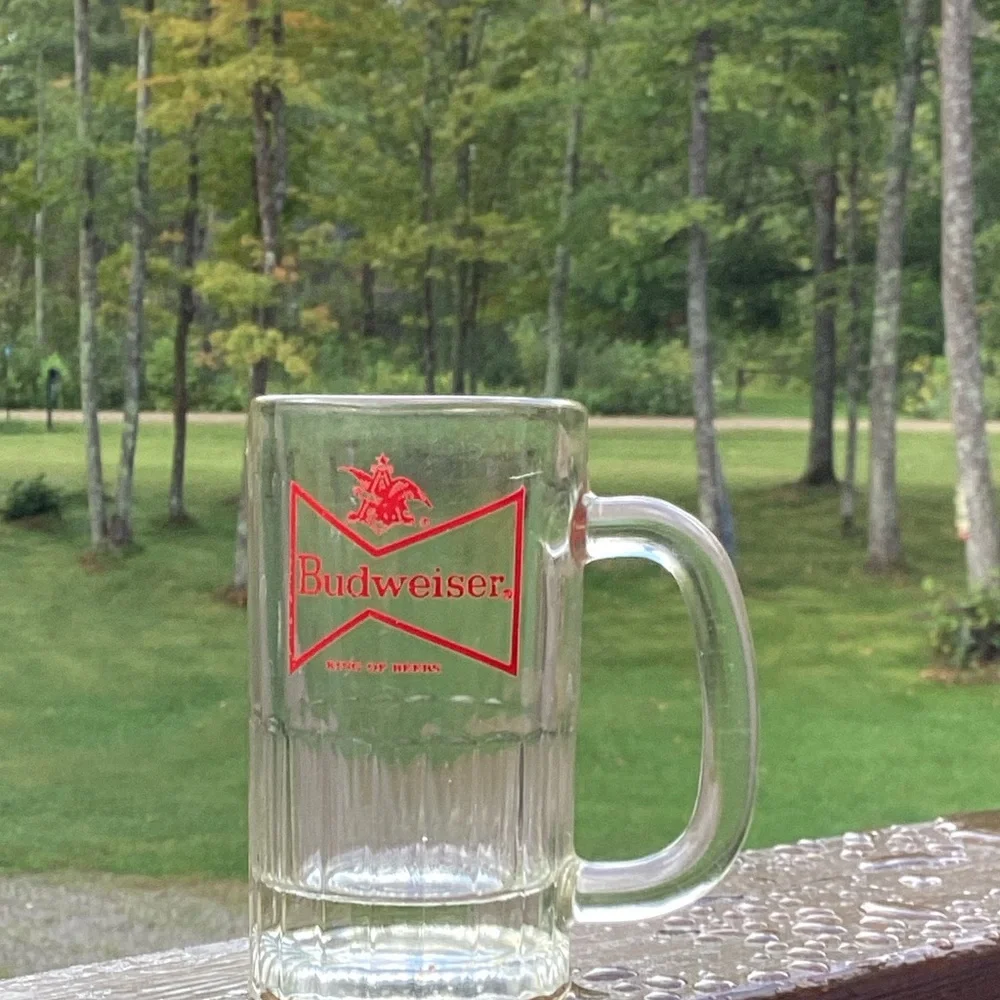 🍺  Beer Mug Budweiser King of BEERS 🍺 🍺 Vintage Glass Handle